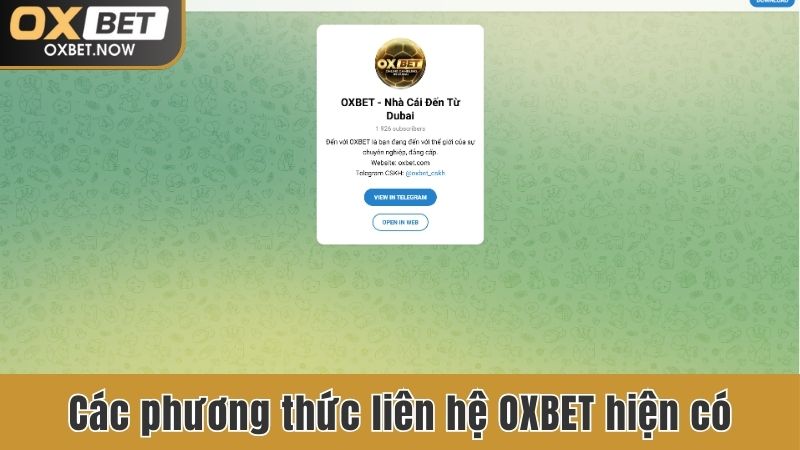 2 phương thức liên hệ OXBET hiện có tại trang chủ