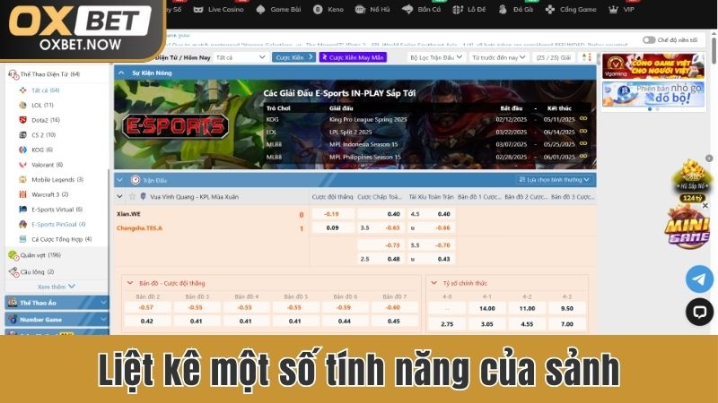 Liệt kê một số tính năng của sảnh