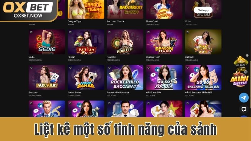 Liệt kê một số tính năng của sảnh